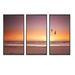 Rosecliff Heights Beach Sunset & Sea Gulls - 3 Piece Floater Frame Photograph on Canvas Metal in Brown/Orange/Red | 32 H x 48 W x 1 D in | Wayfair