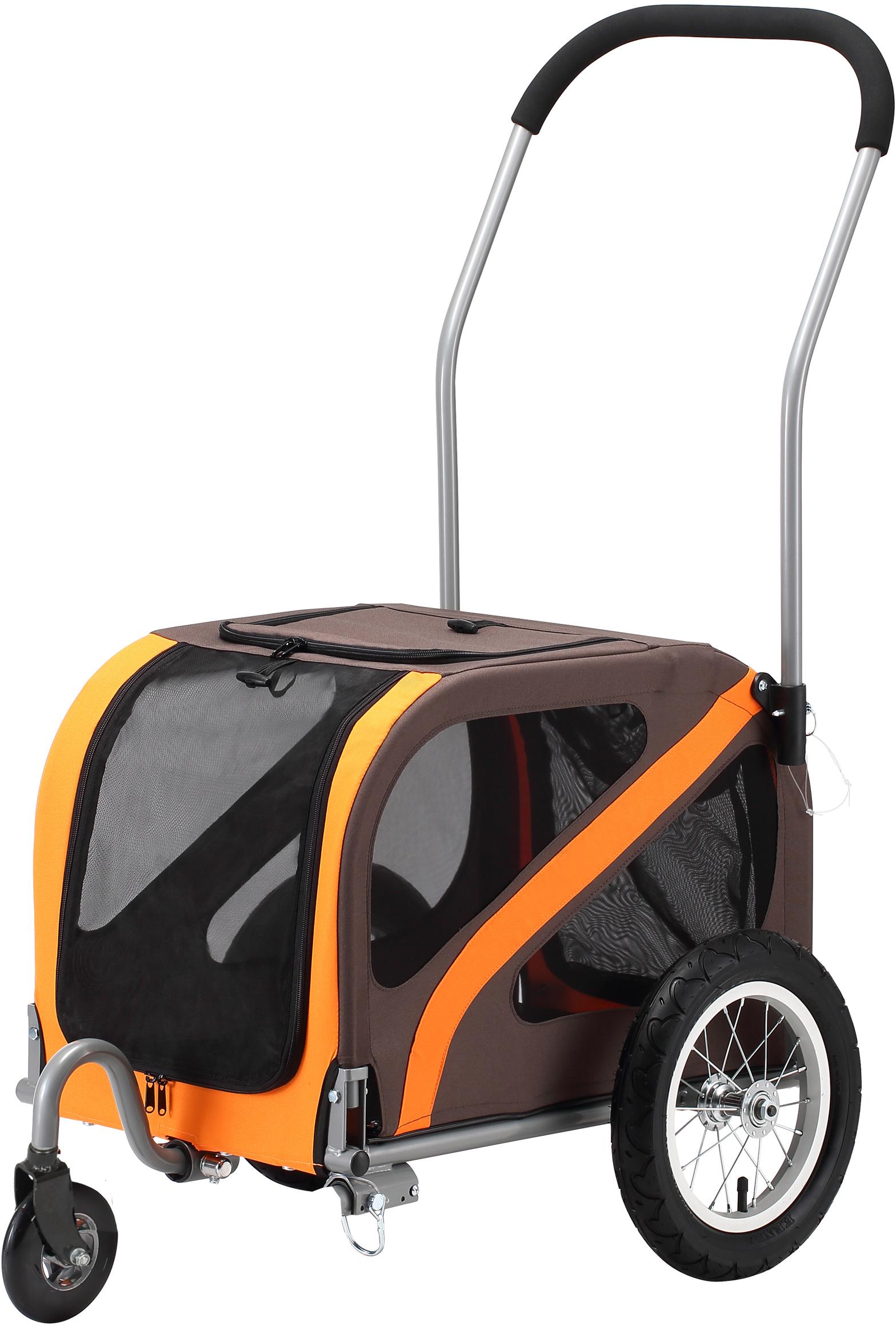Fahrradhundeanhänger BLUE BIRD "Blue Bird Fahrrad Mini Hundeanhänger12", braun (braun, orange), FahrradanhängerB:51cm H:55cm L:79cm, B:51cm H:55cm L:79cm Image