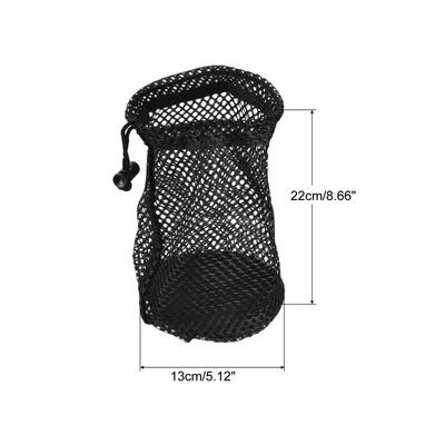 3Pcs Nylon Mesh Net Bag Drawstring Pouch for Golf Ball Storage Black