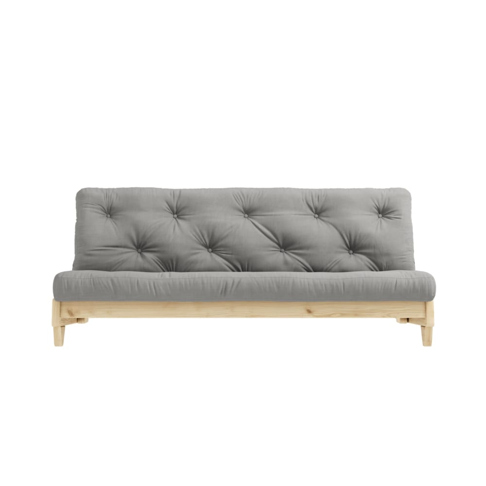 Banquette ajustable en pin massif avec matelas futon gris 140x200