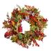 Leaves and Berries Artificial Fall Harvest Wreath - 20-Inch, Unlit