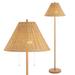 Palma 61" 2-Light Coastal Bohemian Iron/Rattan LED Floor Lamp with Pull-Chain, Brown Wood Finish by JONATHAN Y