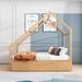 Modern Full Size Wooden House Bed with Twin Size Trundle