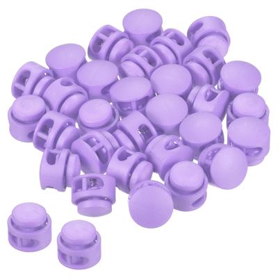 Cord Locks, 100 Pack Round Spring Toggle Stopper, Light Violet - Light Violet