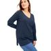 Plus Size Women's Long-Sleeve V-Neck One + Only Tunic by June+Vie in Navy (Size 26/28)