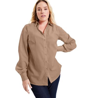 Plus Size Women's Poplin La Vie Tunic by June+Vie in Brown Sugar (Size 18/20)