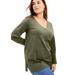 Plus Size Women's Long-Sleeve V-Neck One + Only Tunic by June+Vie in Dark Olive Green (Size 26/28)