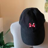 Disney Accessories | Disney Minnie Mouse Women’s Black Baseball Cap With Red Bow Embroidery | Color: Black/Red | Size: Osg