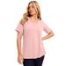 Plus Size Women's Short-Sleeve V-Neck One + Only Tee by June+Vie in Soft Blush (Size 18/20)