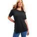 Plus Size Women's Short-Sleeve Crewneck One + Only Tee by June+Vie in Black (Size 22/24)