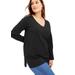 Plus Size Women's Long-Sleeve V-Neck One + Only Tunic by June+Vie in Black (Size 10/12)