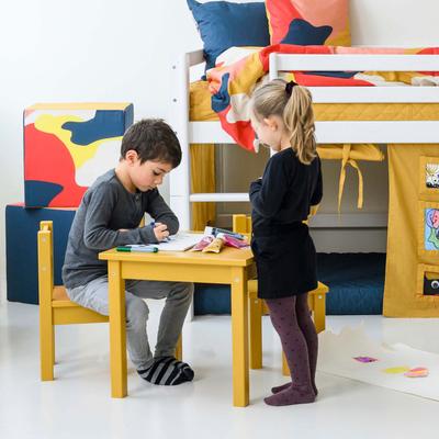 Kindersitzgruppe HOPPEKIDS "MADS Kindersitzgruppe", gelb, FSC-zertifizierter Holzwerkstoff, MDF, FSC-zertifiziertes teilmassives Holz, Sitzmöbel-Sets, in vielen Farben, mit einem Stuhl Image