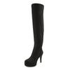 Overkneestiefel "High-Heel-Stiefellette mit Plateau", Damen, Gr. 38, schwarz, Obermaterial: 100% Textilmaterial. Futter: 100% Textilmaterial. Decksohle: 100% Lederimitat. Laufsohle: 100% Synthetik, LASCANA BELLE AFFAIRE, unifarben, sexy, Schuhe High...