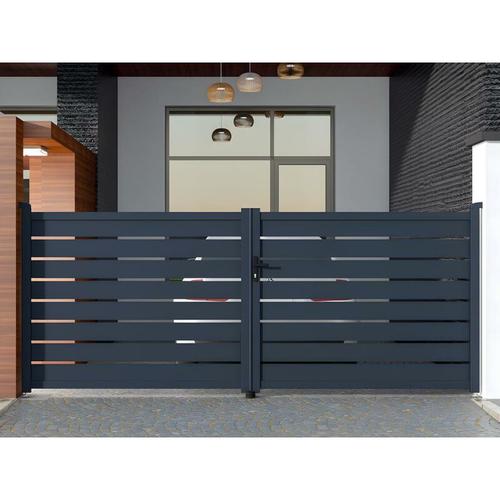 Gartentor Flügeltor Doppeltor – 397 x 166 cm – Aluminium – Anthrazit – PRIMO – Anthrazitgrau