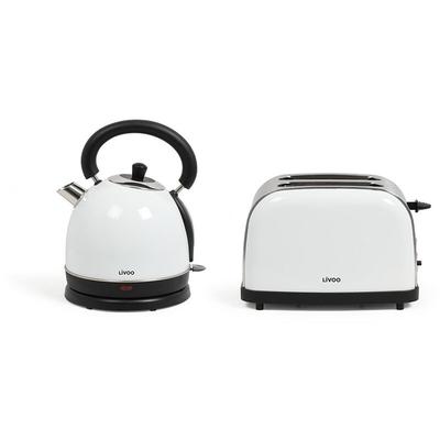 Livoo - Weißes set aus wasserkocher und toaster dod136w