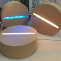 Base de lampe LED 3D ronde en bois veilleuse Shoe aste par USB verre cristal base d'art en
