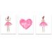 Outside In Art Studio Dark Skin Ballerina & Heart, 3 Paper Prints Paper in Pink | 10 H x 8 W x 0.06 D in | Wayfair