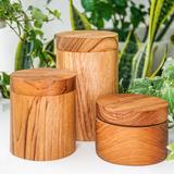 Rainforest Bowls Teak 2 Piece Kitchen Canister Set Wood in Brown | 3.34 H x 3.14 W x 3.14 D in | Wayfair TWRB-0040-02