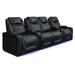 Valencia Oslo Top Grain Nappa 11000 Leather Home Theater Seating Power Recliner Row of 4 Loveseat Center Black