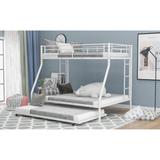 Twin over Full Bed with Sturdy Steel Frame, Bunk Bed with Twin Size Trundle and Two-Side Ladders