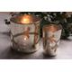 Silver Glass Mirrored Candle Holder | Tea Light Holder With Etched Floral Design