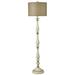 Charlton Floor Lamp - Crackled White and Gold Finish - Taupe Silk Shade