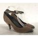 Free People Shoes | Free People Brown Suede Pointed Toe Pump Ankle Strap Metal Toe Heel Detail! 8 M | Color: Brown/Silver | Size: 8