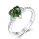 JO WISDOM Women Ring,925 Sterling Silver Solitaire Heart Engagement Wedding Anniversary Promise Ring with 7.5 * 7.5mm 5A Cubic Zirconia May Birthstone Emerald Color,Jewellery for Women,R