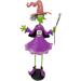 Haunted Hill Farm Witch Holding Broomstick Garden Stake Resin/Plastic/ in Green/Indigo/Orange | 28 H x 16 W x 7 D in | Wayfair HHMTWITCH028-0PU