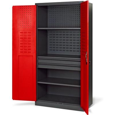 TC02AM Werkzeugschrank Stahlschrank Werkstattschrank Schubladenschrank Flügeltüren 3 Fachböden 185 Image