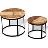 Doc&et² - Table basse 2 pcs Bois récupéré massif Rond 40 cm / 50 cm