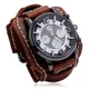 Nouveau rétro montres pour homme bracelet large bracelet en cuir véritable mode Punk Style Quartz