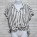 American Eagle Outfitters Tops | American Eagle Linen Like Tie Front Button Blouse Striped Womens X Small | Color: White | Size: Xs