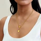Free People Jewelry | New 18k Gold Plated Lock Padlock Layered Link Necklace | Color: Gold | Size: Os