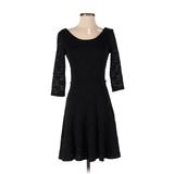White House Black Market Casual Dress - A-Line Boatneck 3/4 Sleeve: Black Marled Dresses - Women's Size 2
