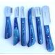Dog Grooming Coat Stripping Knife Stripper Trimmer Tool Wooded Handle tripping Knives Set of 6 for pets in Stainless Steel (Blue)