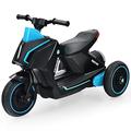 GYMAX Kids Electric Motorbike, 6V Battery Powered Ride on Motorcycle with Lights, Music, Horn, Story, FM, MP3, USB and TF Interface, 3 Wheel Motor Bike for Boys Girls (Black)