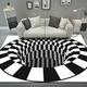 EUYXCRV 3D Vision Living Room Carpet Coffee Table Mat Black And White Three-Dimensional Graphic Carpet, Creative Bedroom Bedside Blanket 160 x 230 cm