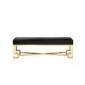 Sophia Bench in High Polish Gold and Faux Black Gator - Shatana Home Z-GSOPHIA-BENCH BLK GAT