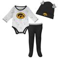 Newborn & Infant Black/White Iowa Hawkeyes Dream Team Raglan Long Sleeve Bodysuit Hat Pants Set