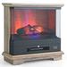 Costway 27 Inch Freestanding Electric Fireplace with 3-Level Vivid Flame Thermostat-Natural