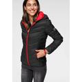 Steppjacke KANGAROOS Gr. 32 (XS), schwarz (schwarz, rot) Damen Jacken Steppjacken