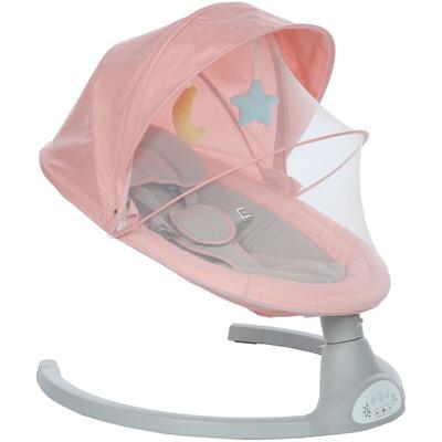 Kimbosmart Automatische Babywippe mit Moskitonetz Musik Fernbedienung Schaukelstuhl 65 x 65 x 71,5 Image