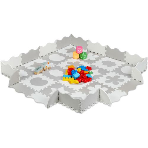 Relaxdays - Puzzlematte 52-teilig, eva Schaumstoff, schadstofffrei, 1,4 m², Spielmatte mit Rand,