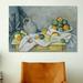 Vault W Artwork 'Curtain (Jug & Bowl of Fruit)' 1893-1894 by Paul Cezanne Painting Print on Canvas in Green | 12 H x 18 W x 1.5 D in | Wayfair