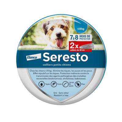2x Seresto® Petit chien <8 kg 38cm - 2 Colliers antiparasitaires pour tiques, puces et poux