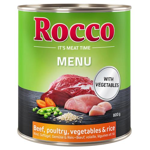 12x800g Menu bœuf, volaille Rocco - Nourriture pour chien