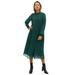 Plus Size Women's Pleated Midi Dress by ellos in Deep Emerald (Size 16)