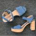 Free People Shoes | Free People Brooke Platform Blue Cork Heels Size 41 | Color: Blue | Size: 10