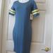 Lularoe Dresses | Lularoe Julia Dress Small Nwt Blue With Yellow Trim Sheath Stretch | Color: Blue/Yellow | Size: S